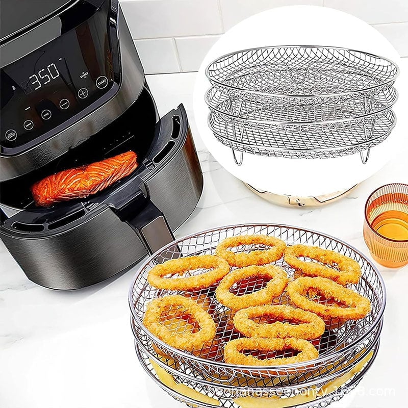 3-Tier Stackable Air Fryer Rack Stainless Steel | Even Air Circulation Grid Design | Cooks Multiple Foods at Once 10