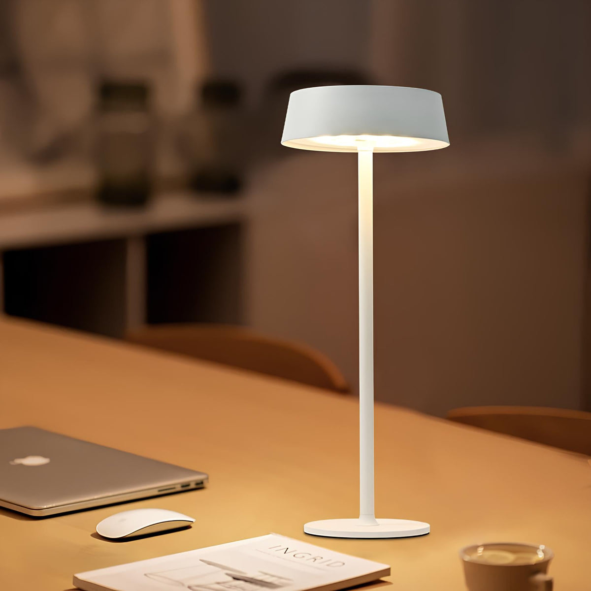 Cordless Rechargeable Table Lamp, Iron Build, 25 x 13 cm | Black, White or Brown | Dimmable with 3 Lighting Modes 7