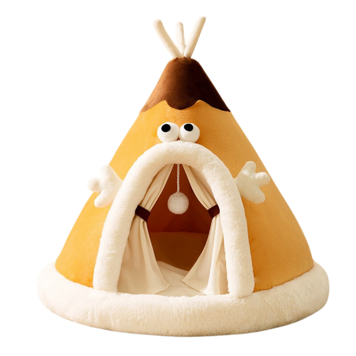 Cat Bed Tent with Plush Fleece Hanging Toy and Removable Cushion Outdoor Home - Image 2