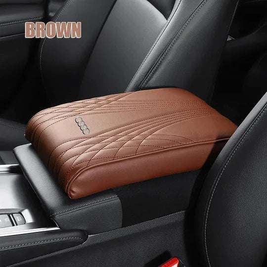 Car Armrest Cushion Leather Memory Foam | Diamond-Pattern, Elastic Mesh Fit | Elbow Support & Scratch Protection 2