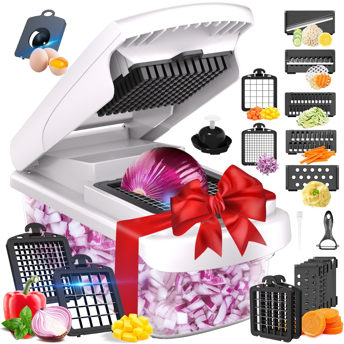 Multifunction Vegetable Chopper | 15-Piece Prep Set with Stainless Steel Blades | Slice, Dice, Grate & Julienne 3