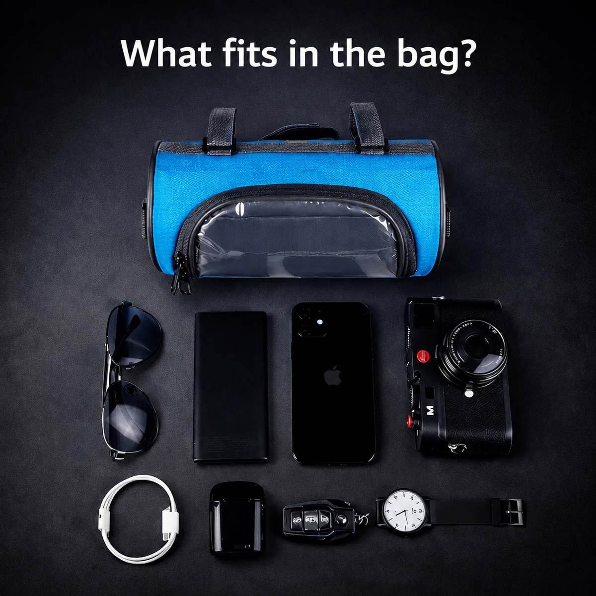 Bike Handlebar Storage Bag | Touchscreen Phone Window, 22 x 12 x 12.5 cm | Waterproof Nylon, Hook-and-Loop Mount 3