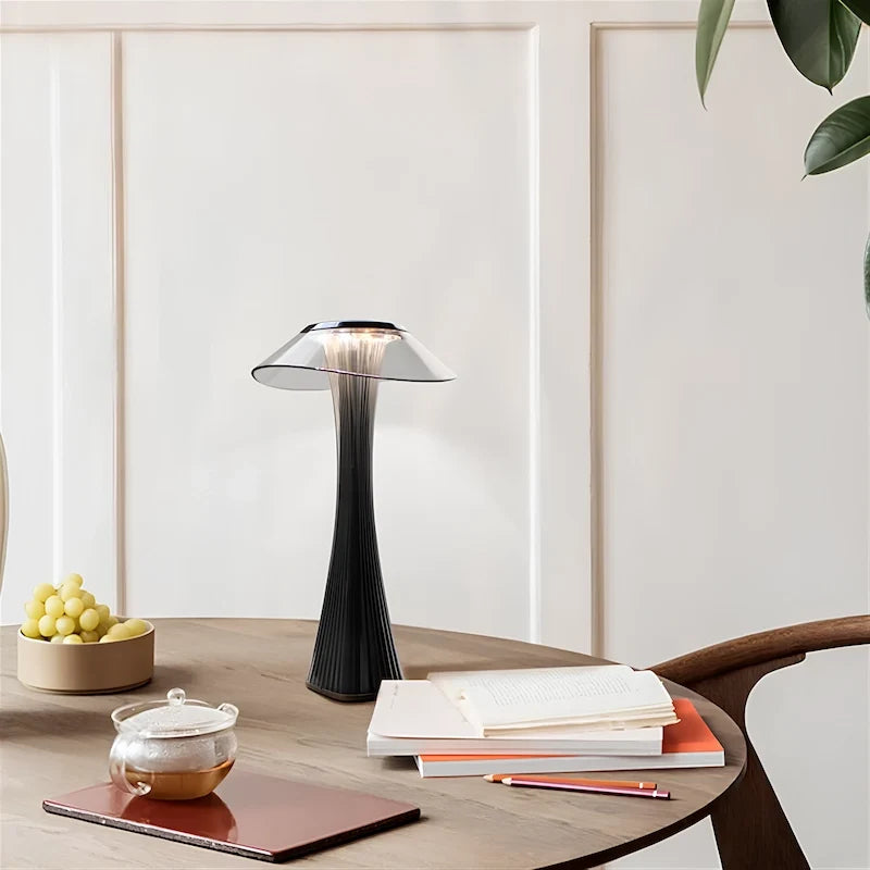 Cordless Table Lamp ABS 27.4 x 15.1 x 7.8 cm | Rose Gold or Black, Curved Design | Rechargeable, 3-Colour Dimmable Light 6