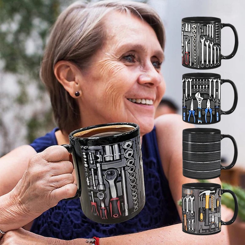 Toolbox Mug Ceramic Novelty Microwave Safe Compact with Raised 3D Pattern 17