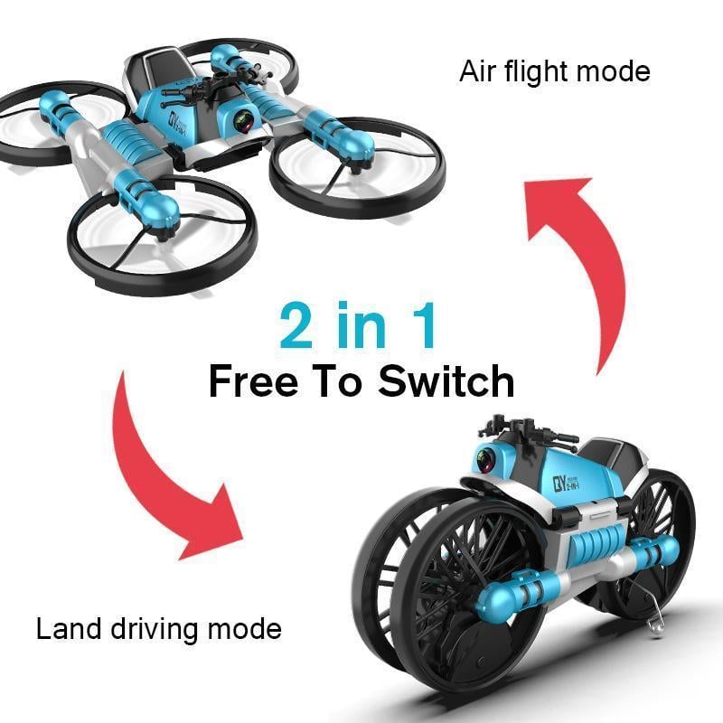 2-in-1 Folding RC Drone and Motorcycle Toy | One-Key Take Off, Headless Mode | WiFi Camera and Remote Control Options 9