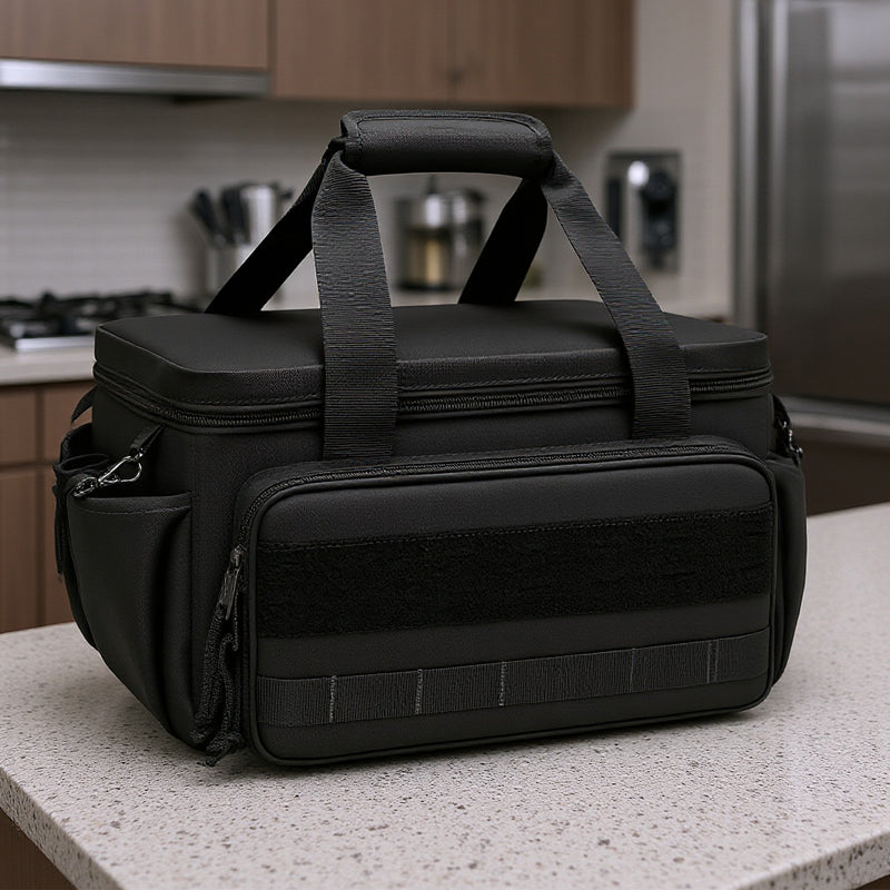 Canvas Tool Bag 36.7 x 21.5 x 20.5 cm | Black, MOLLE Expandable | Set of 2, Reinforced Handles & Shoulder Strap 2