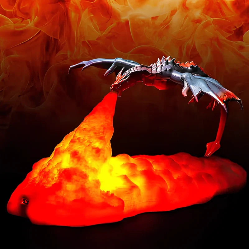 3D Printed Dragon Night Light, PLA, 20 x 10 cm | Flickering Flame Glow | Rechargeable Cordless USB LED, Up to 10 Hours 6