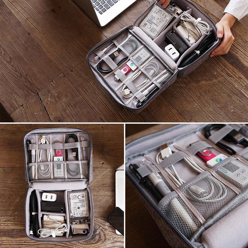 Tech Travel Organizer Bag | Multi-Pocket Design with 5 Mesh Slots | Water-Repellent Electronics Travel Case for Cables 8
