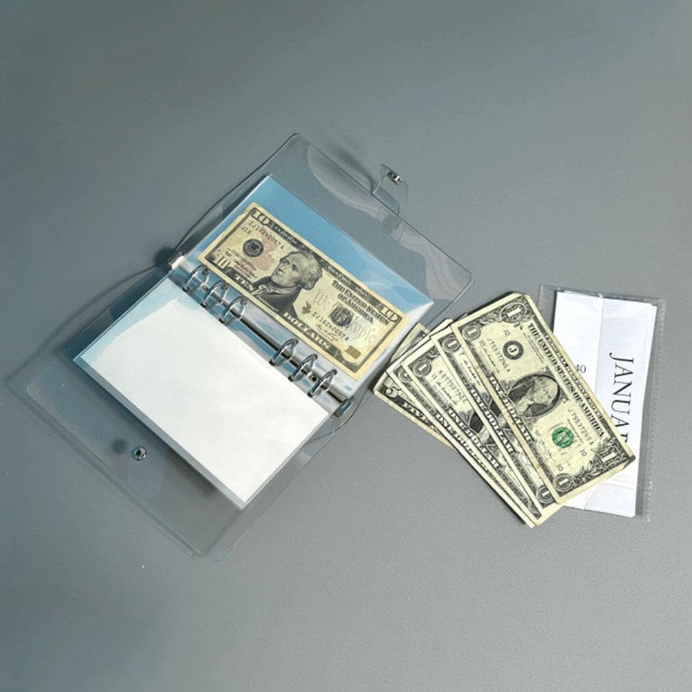 12-Month Envelope Savings Challenge Binder PP+PVC, 19 x 14 cm | Six-Hole Design | Waterproof, Dustproof, Scratch-Resistant 7