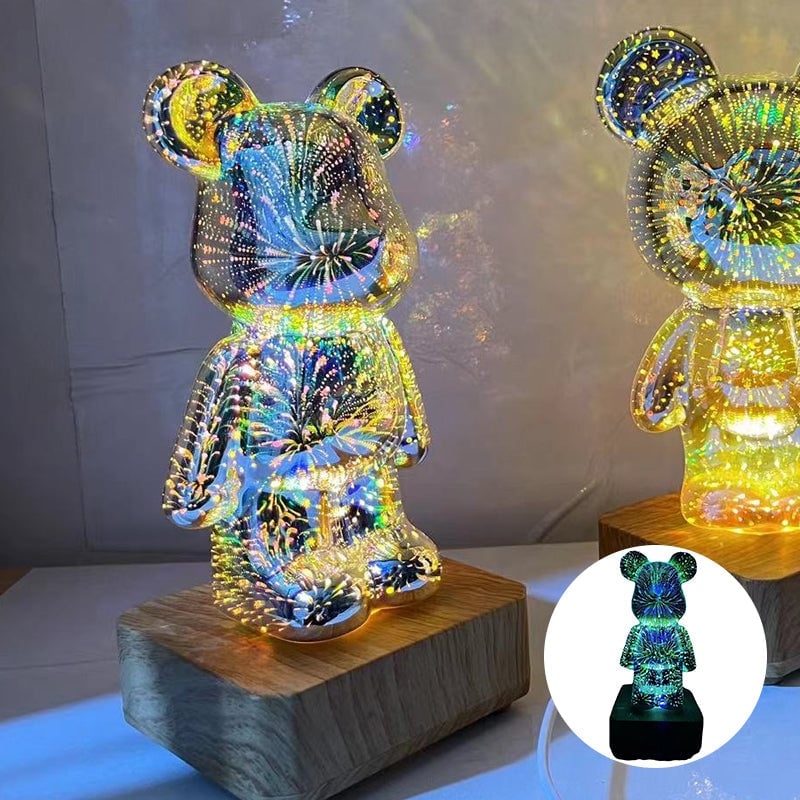 Decorative Lamp 3D Bear Glass USB Powered with Push-Button Colour Change 4