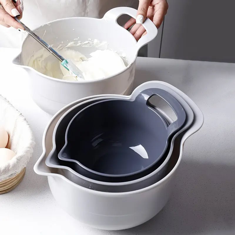 Nesting Mixing Bowl Set Plastic Stackable Graduated with Pour Spouts 2