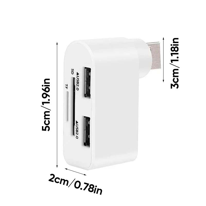 4-in-1 Rotating USB Hub Card Reader | USB 2.0 Transfer Up to 480Mbps | Reads SD/MicroSD Cards & USB Flash Drives 19