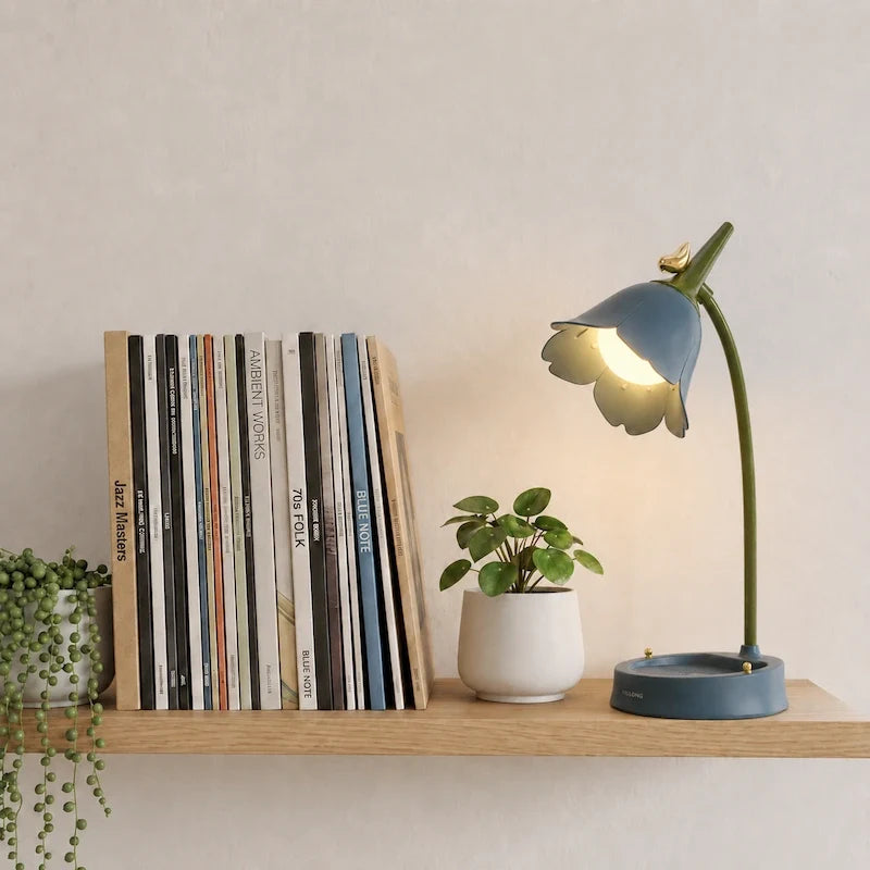 Petal Shade Desk Lamp | Rechargeable, 3-Tone Dimmable, 12-Hour Battery | ABS, Curved Stem, 39 x 15 x 12.5 cm, 4 Colours 9