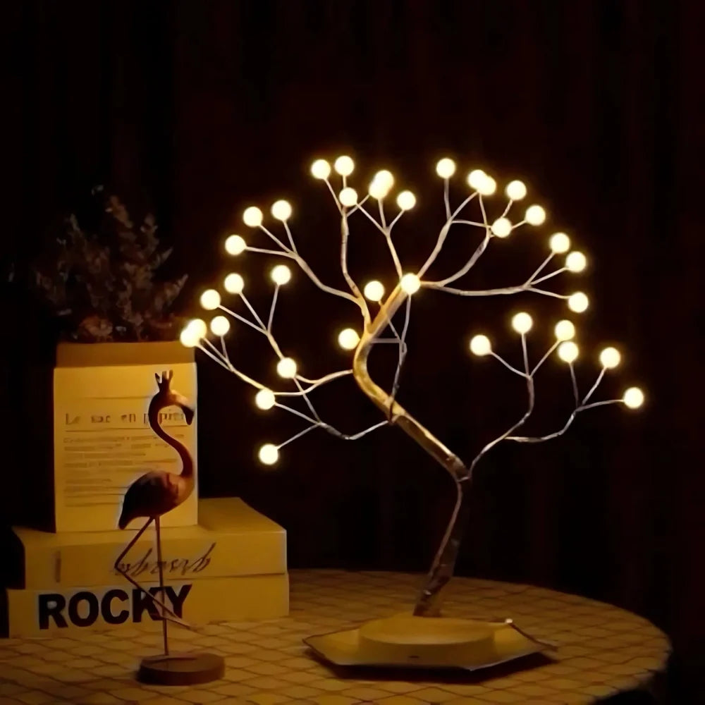 LED Branch Light Tree, Copper Wire, 50 cm | Drop or Pearl Shades, Warm White Glow | Adjustable Branches, USB or Battery Powered 2