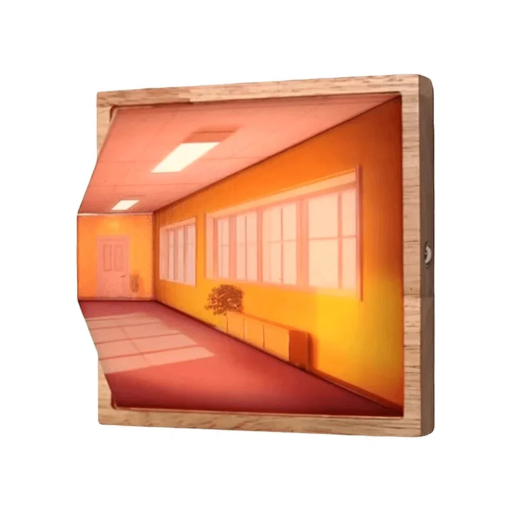3D Wall Light Panel Wood & PVC 13.8 x 12 cm | 3 Colour Modes, Touch Control | Rechargeable, Cordless, Velcro Mount 4