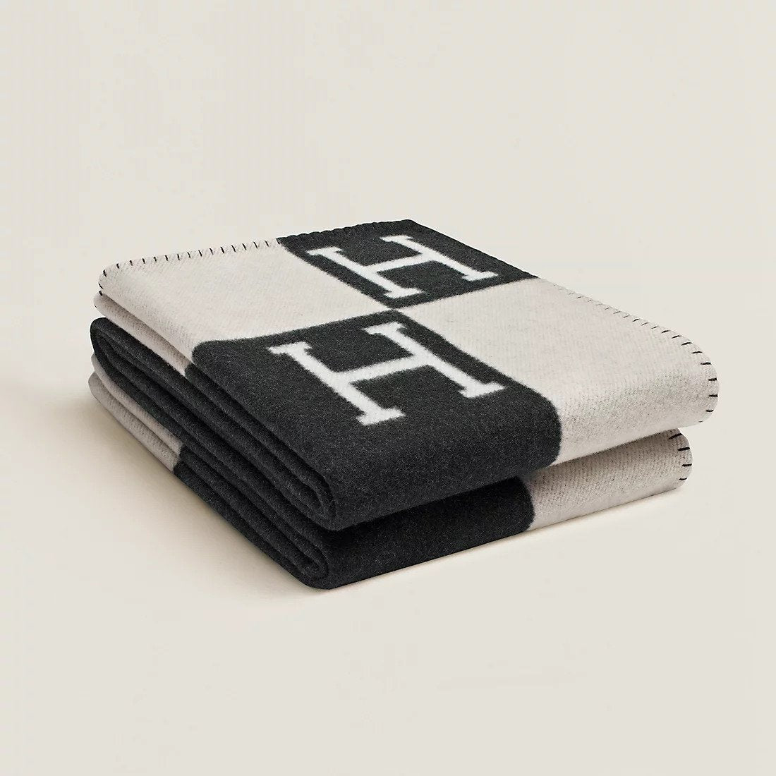Wool Cashmere Blend Blanket | Classic Check Pattern with Subtle Lettering | Soft, Warm Throw for Sofa, Bed or Chair 1