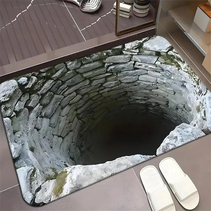 3D Optical Illusion Door Mat with Diatomaceous Earth Surface | Instant Water Absorption | Non-Slip Backing for Wet Floors 1