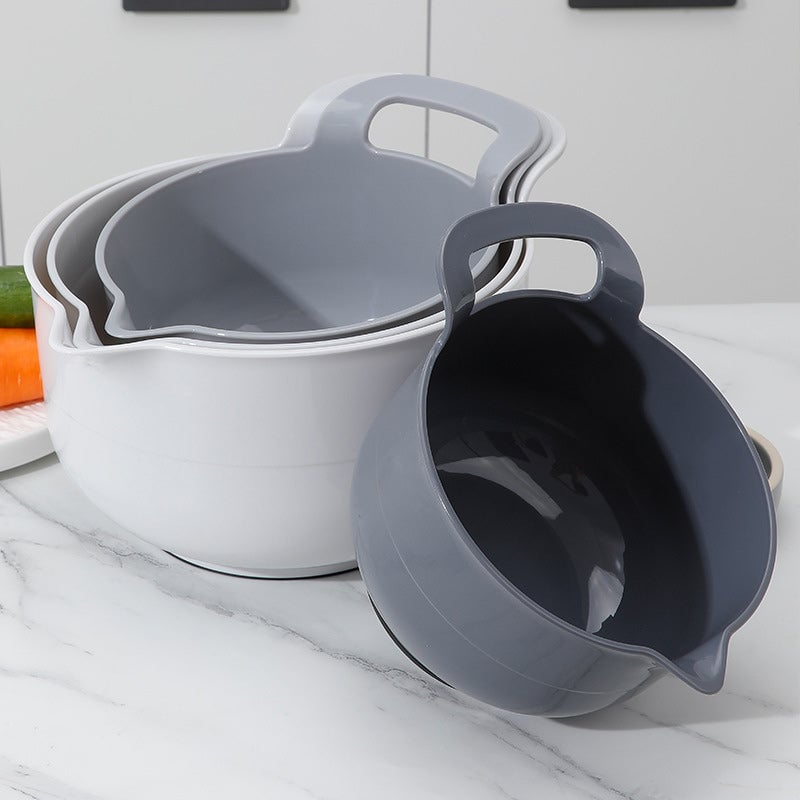 Nesting Mixing Bowl Set Plastic Stackable Graduated with Pour Spouts 3