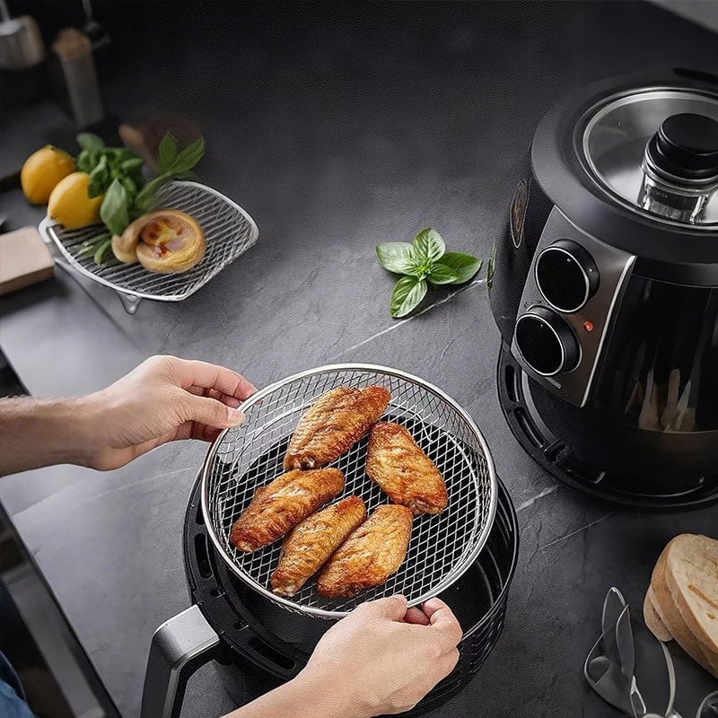 3-Tier Stackable Air Fryer Rack Stainless Steel | Even Air Circulation Grid Design | Cooks Multiple Foods at Once 11