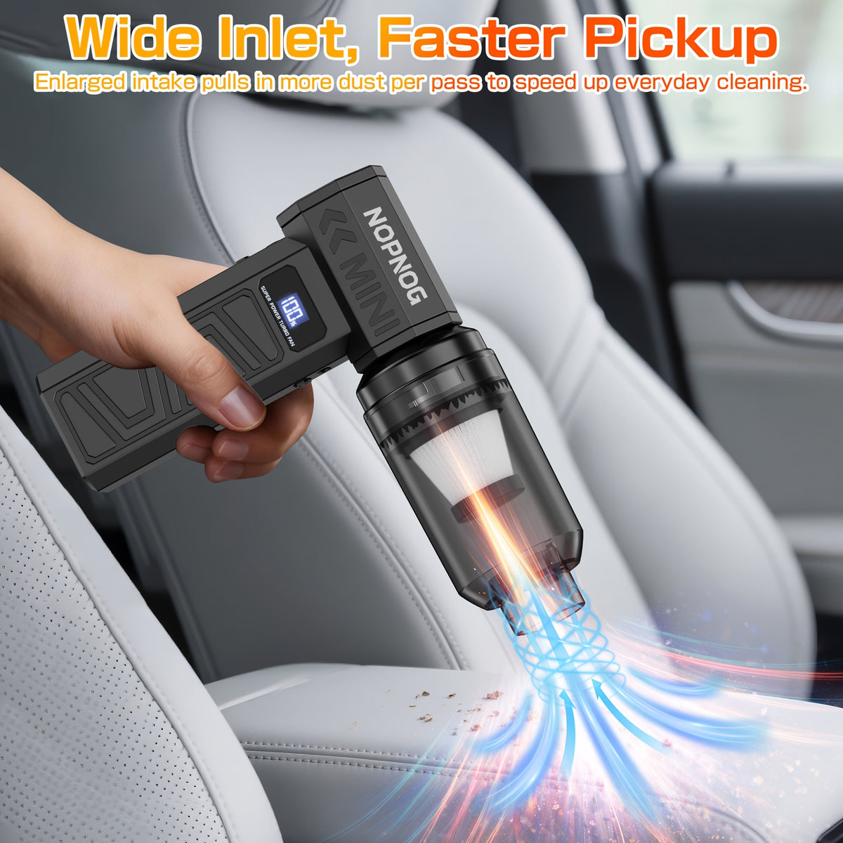 Electric Air Duster & Mini Vacuum Cleaner | 130,000 RPM Brushless Motor | 2x 4000 mAh Battery, USB-C Fast Charging 9