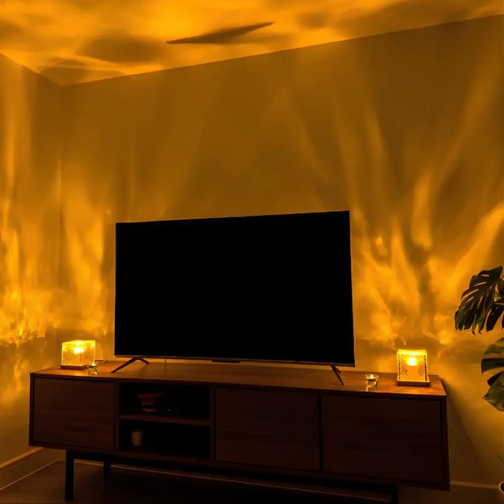 Prism Cube Lamp, Wood and Acrylic | 16 Colours with Remote Control | USB-Powered Northern Lights Effect, Two Sizes 5