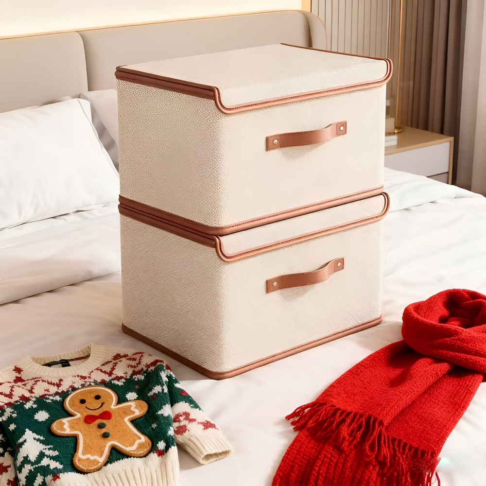 Foldable Storage Box Lid Oxford Fabric Household with Carry Handles 13
