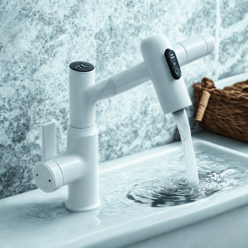 Kitchen Mixer Tap Stainless Steel | 360° Swivel Spout with Temperature Display | Adjustable Height & Splash-Free Flow 5