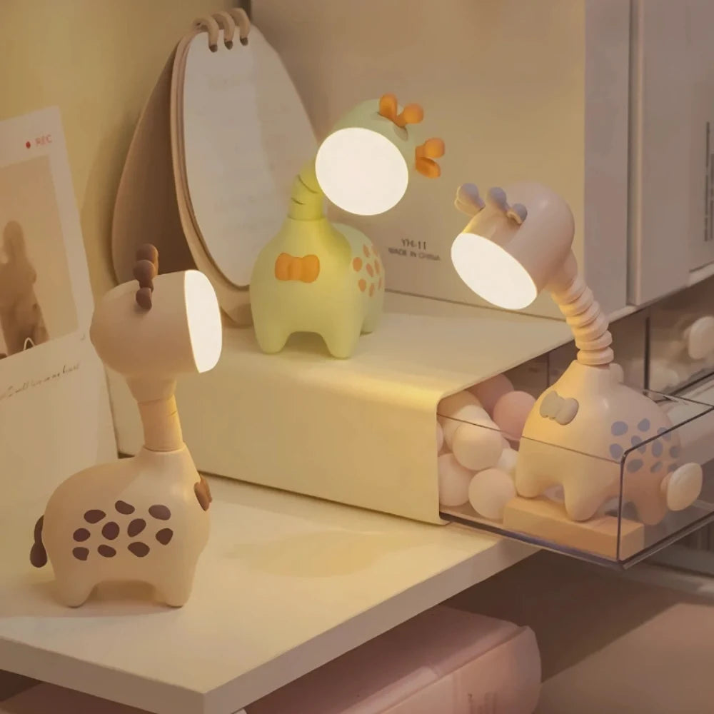 Flexible Neck Night Light, 360° Poseable, ABS 19.5 cm | Pink, Beige, Green, Set of 3 | Rechargeable, Warm Glow 1