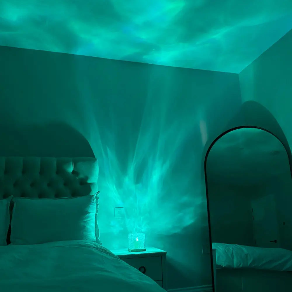 Prism Cube Lamp, Wood and Acrylic | 16 Colours with Remote Control | USB-Powered Northern Lights Effect, Two Sizes 2