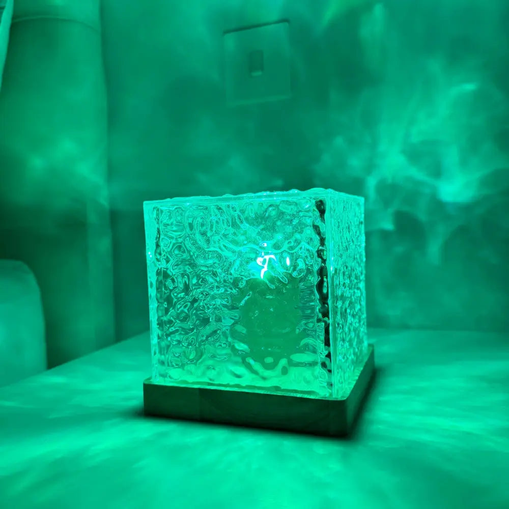Prism Cube Lamp, Wood and Acrylic | 16 Colours with Remote Control | USB-Powered Northern Lights Effect, Two Sizes 10