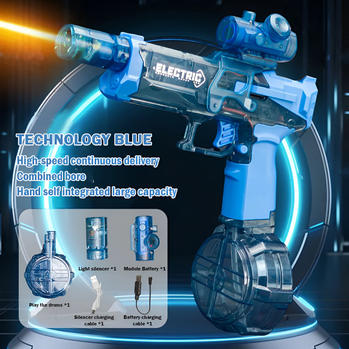 Electric Water Gun for Summer Water Fights | Continuous Firing, Long-Range Shots | Up to 105-Min Battery & Large Tank 5