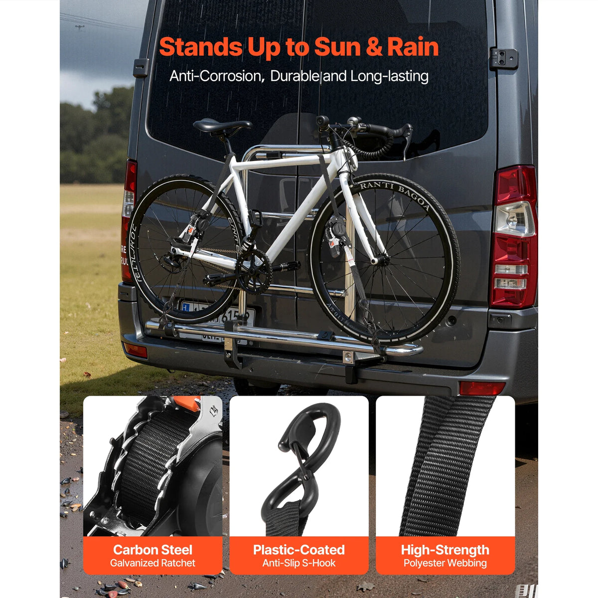 Ratchet Straps Polyester Webbing | 1,500 lb Load Capacity | One-Person Ratchet, UV & Abrasion Resistant Soft Loops 3