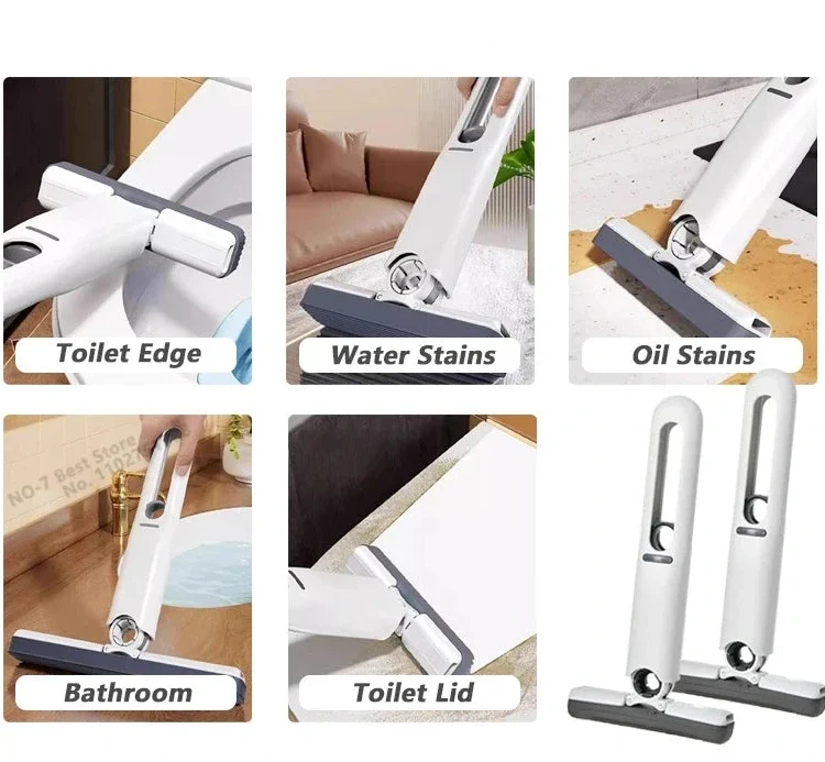 Squeeze Mop Compact Self-Wringing | 1 Handle 4 Head or 2 Handle 5 Head | Hands-Free Space-Saving Cleaning Tool 6
