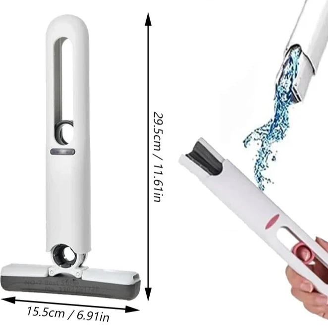 Squeeze Mop Compact Self-Wringing | 1 Handle 4 Head or 2 Handle 5 Head | Hands-Free Space-Saving Cleaning Tool 2
