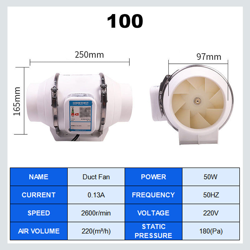 Inline Duct Fan DPT-75 DPT-100 | 220V EU / 110V US Waterproof | Whisper-Quiet Airflow for Bathroom, Kitchen, Attic 10