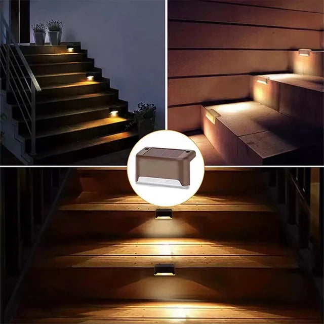 Solar Safety Lights, Weatherproof Outdoor Shell Design | 4, 8 or 12 Pack | Automatic Dusk-to-Dawn Warm or White LED 7