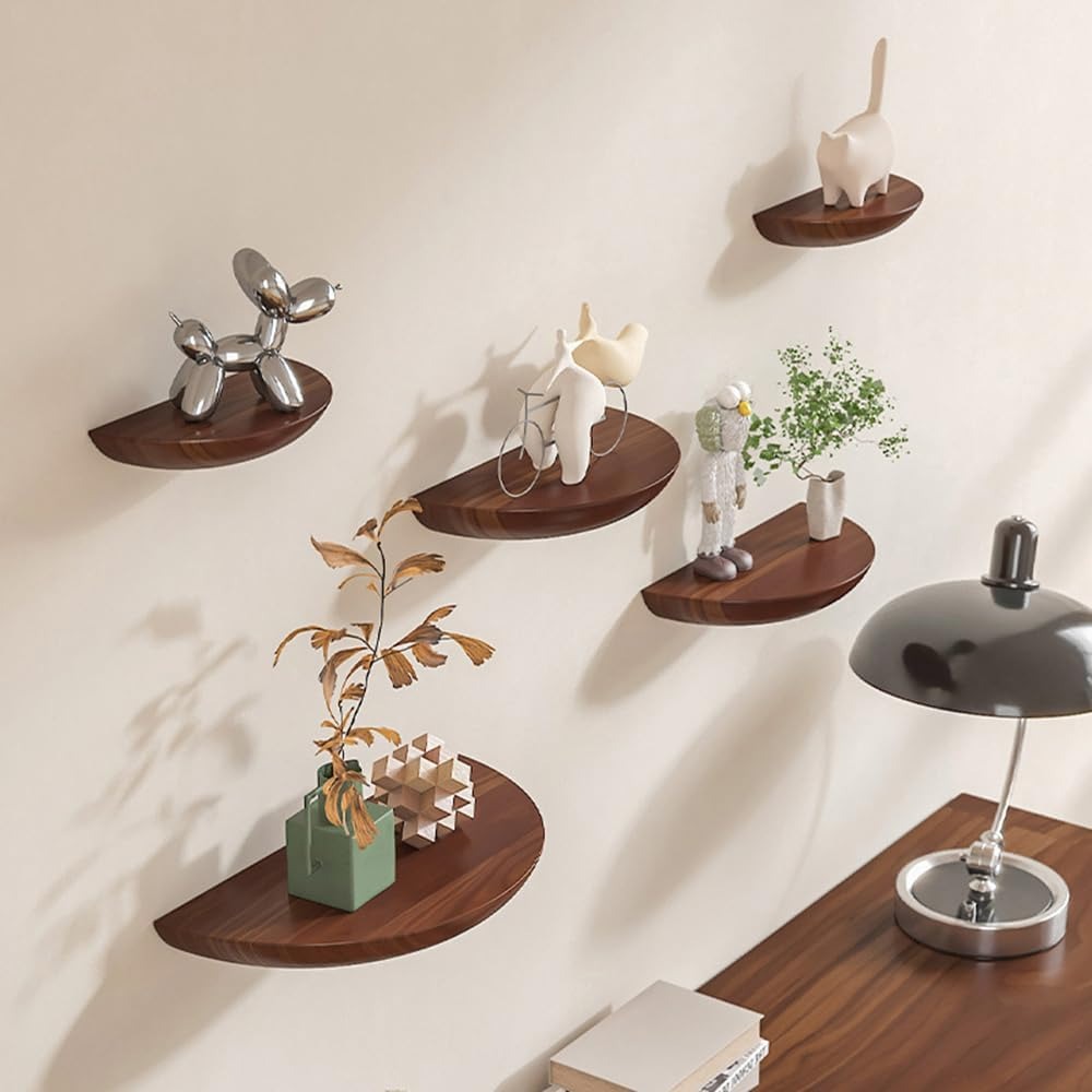 Half-Round Floating Shelf - Stylish Wall Storage Solution in Natural Wood 8