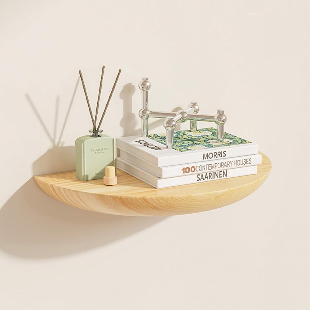 Half-Round Floating Shelf - Stylish Wall Storage Solution in Natural Wood 9
