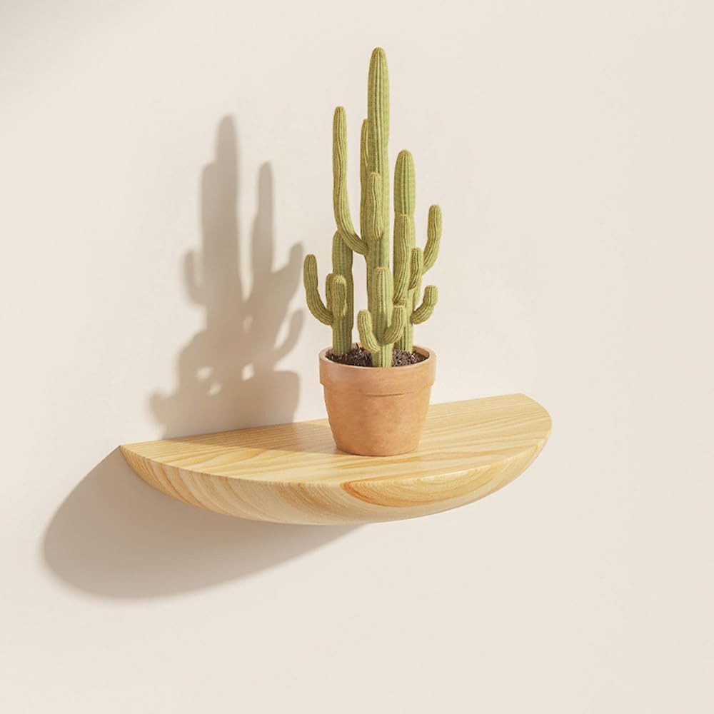 Half-Round Floating Shelf - Stylish Wall Storage Solution in Natural Wood 11