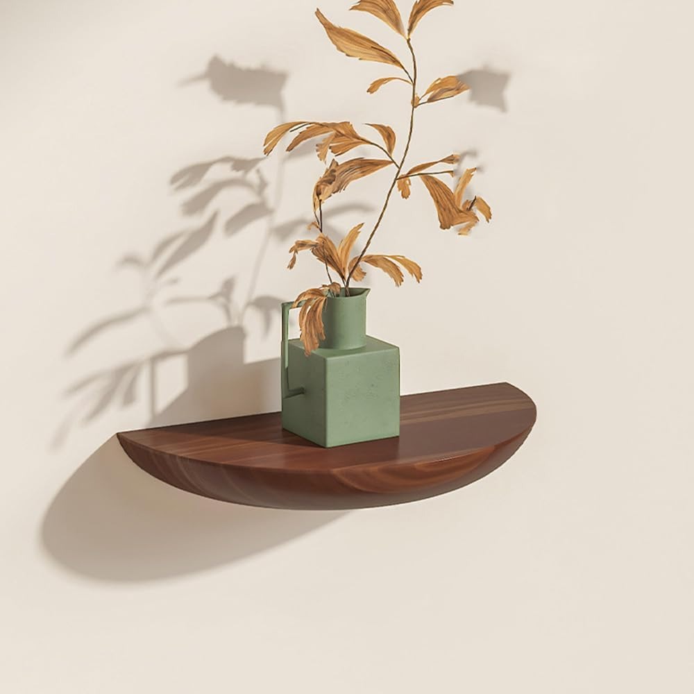 Half-Round Floating Shelf - Stylish Wall Storage Solution in Natural Wood 12
