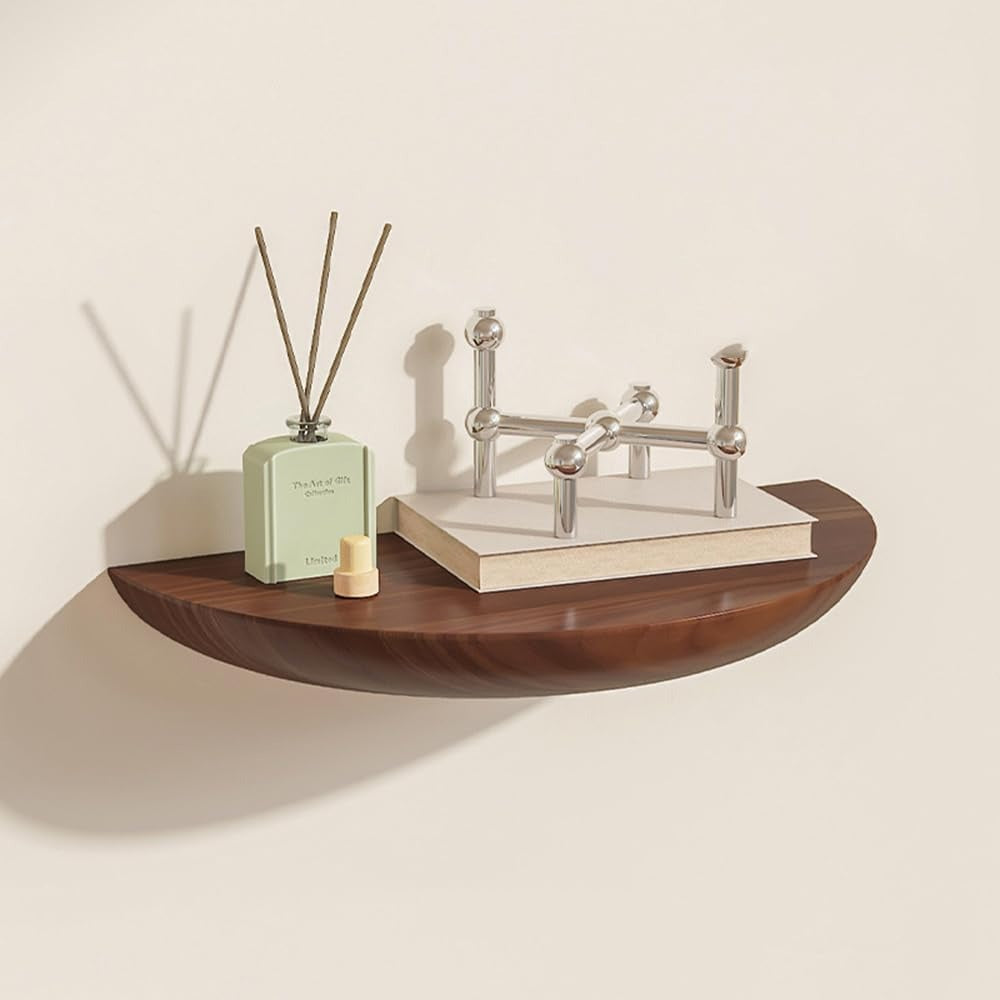 Half-Round Floating Shelf - Stylish Wall Storage Solution in Natural Wood 16
