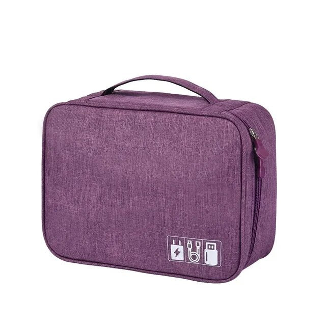 Tech Travel Organizer Bag | Multi-Pocket Design with 5 Mesh Slots | Water-Repellent Electronics Travel Case for Cables 3