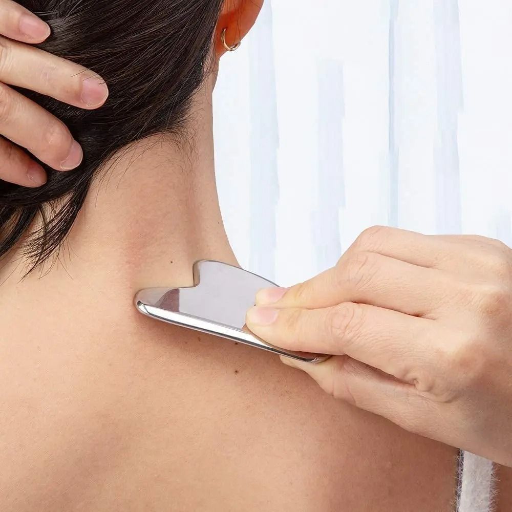 Stainless Steel Gua Sha Massager Tool | 304 Medical-Grade Steel | Face, Neck and Body Massage for Circulation and Relaxation 3