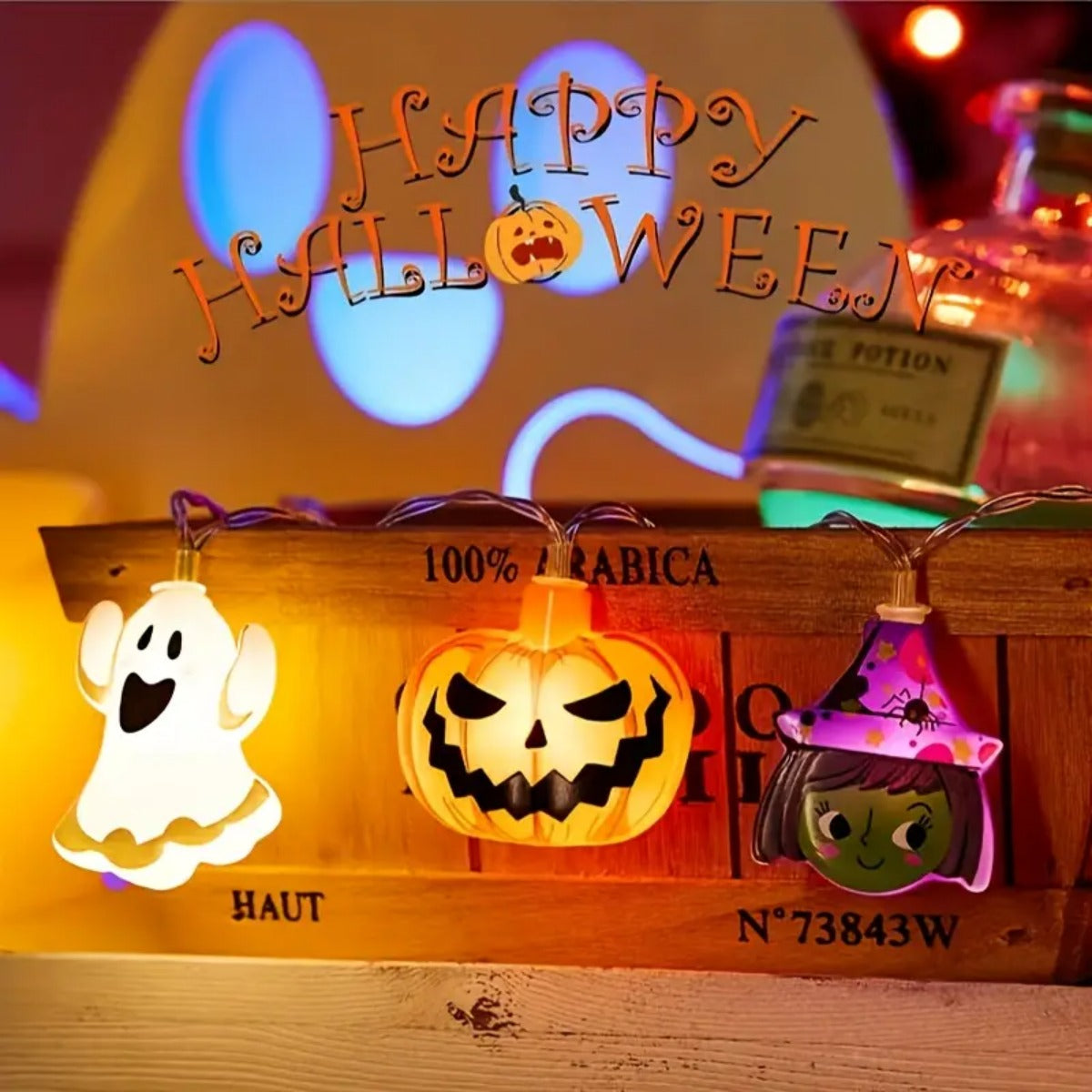 Halloween LED String Lights Spooky Characters | Battery Powered, 10 or 20 LED Options | Cordless Indoor Party Decor 5