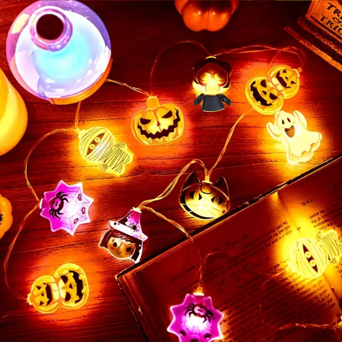 Halloween LED String Lights Spooky Characters | Battery Powered, 10 or 20 LED Options | Cordless Indoor Party Decor 3
