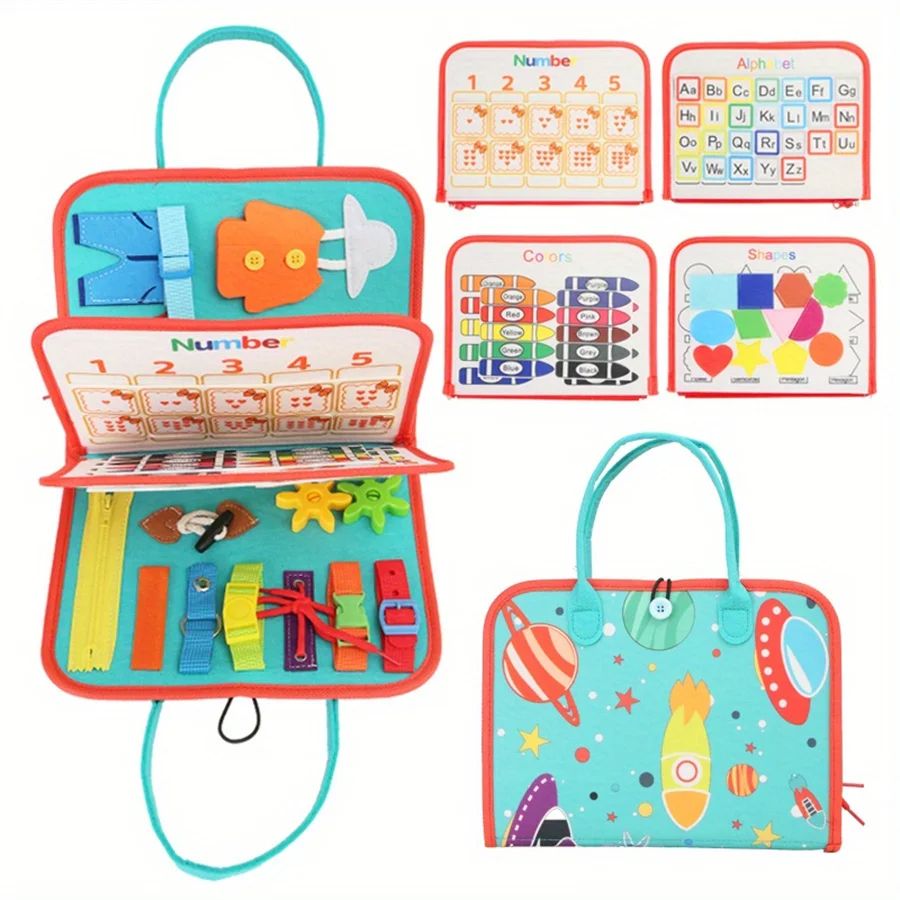 Montessori Busy Board | Zippers, Buttons & Shape Matching for Toddlers | Builds Fine Motor Skills & Sensory Play 5
