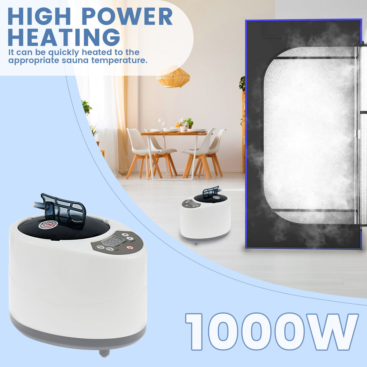 Sauna Steamer 3 L Steam Generator | Auto Shut-Off Safety, Fast-Heating | Home Spa, Bath Tub, Facial Steaming & Detox 3