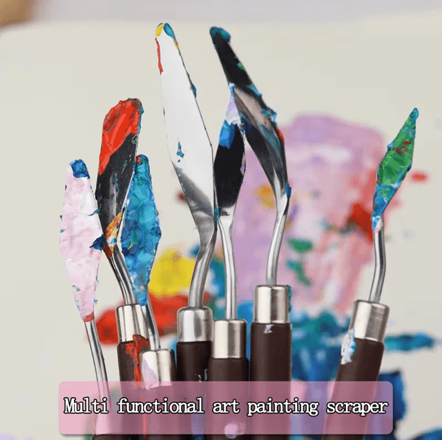 Stainless Steel Palette Knife Set | Flexible Blades, Wooden Handles, 1-7 Piece Options | Oil, Acrylic and Cake Decorating 1