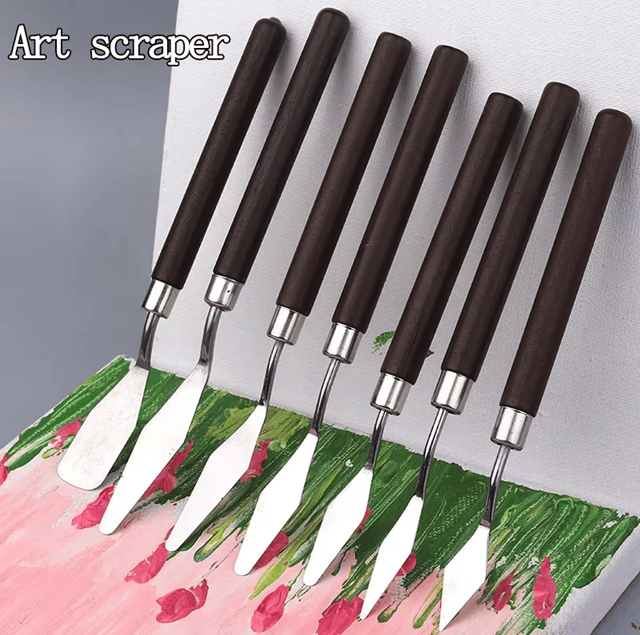 Stainless Steel Palette Knife Set | Flexible Blades, Wooden Handles, 1-7 Piece Options | Oil, Acrylic and Cake Decorating 3