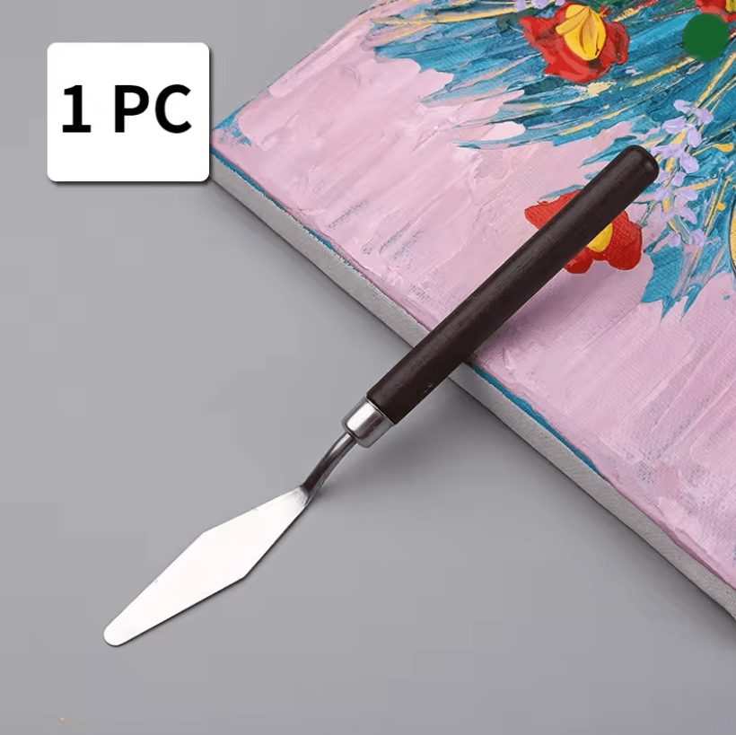 Stainless Steel Palette Knife Set | Flexible Blades, Wooden Handles, 1-7 Piece Options | Oil, Acrylic and Cake Decorating 4